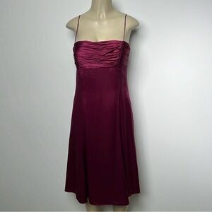 Maggy London Elegant Burgundy Spaghetti Strap Silk Satin Dress size 12